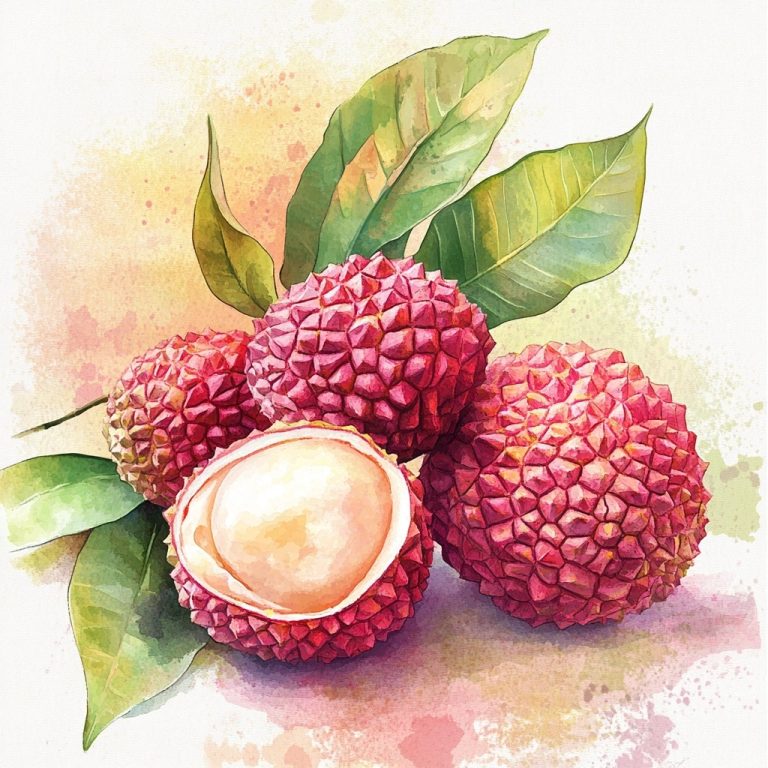 Watercolor Lychee Illustration