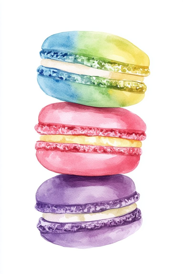 Watercolor Macarons Stacked