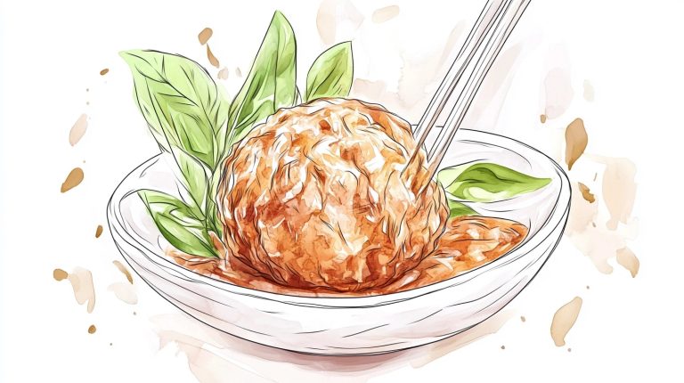 Watercolor Meatball Illustration