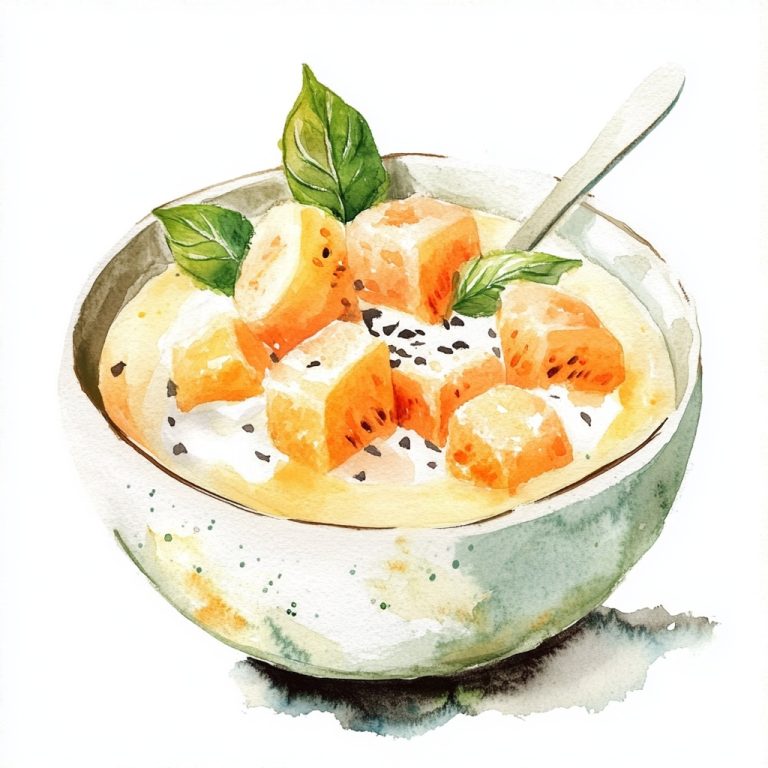 Watercolor Melon Yogurt Illustration