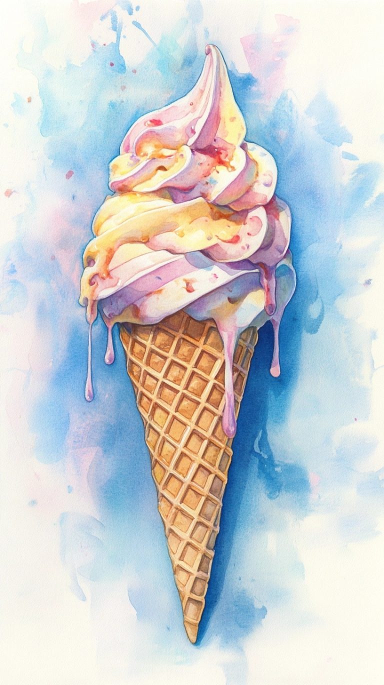 Watercolor Melting Ice Cream