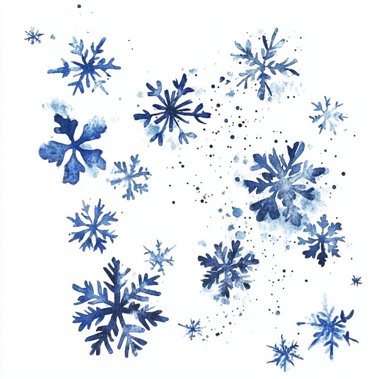 Watercolor Minimalist Snowflakes