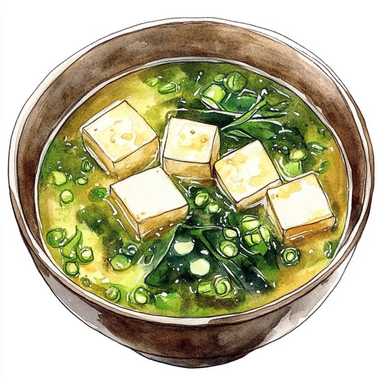 Watercolor Miso Soup Illustration