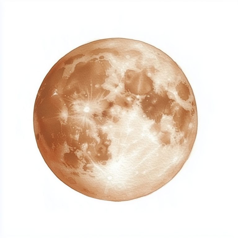 Watercolor Moon on White