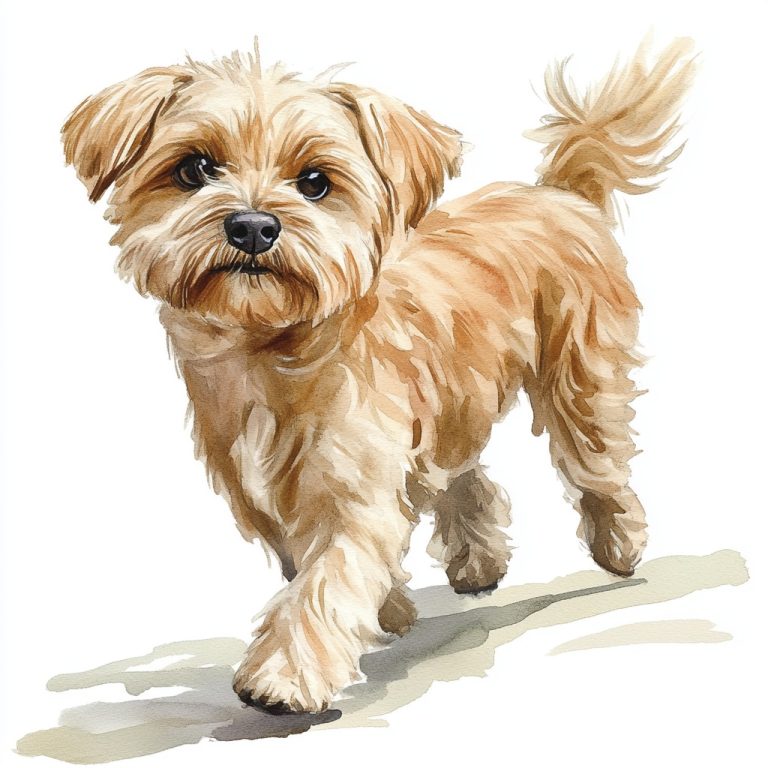 Watercolor Morkie Walking