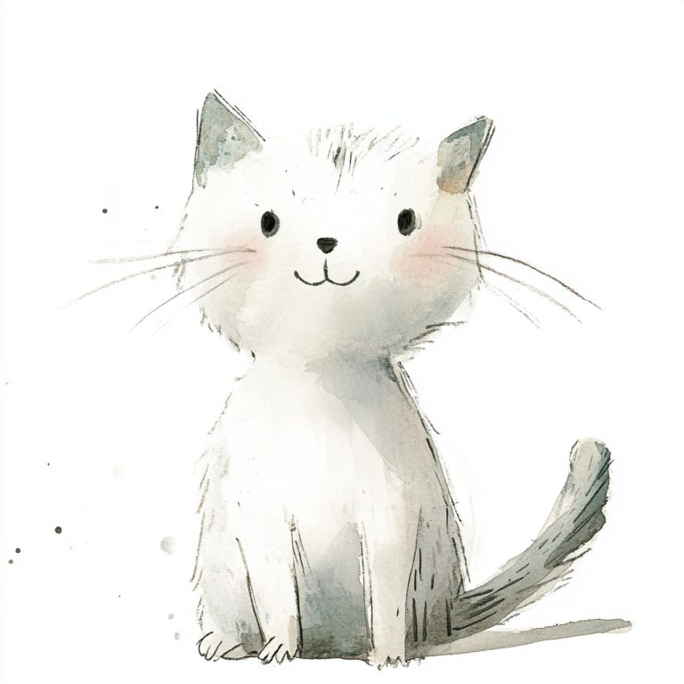 Watercolor Muddy Cat Character