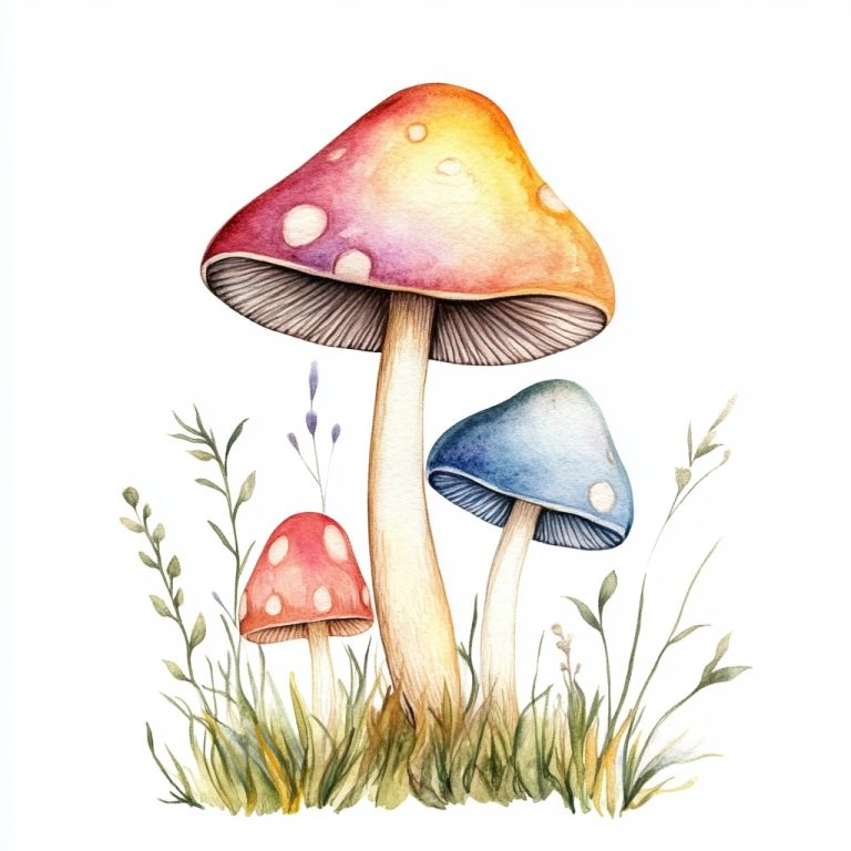 Watercolor Mushroom Coloring