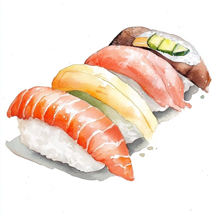 Watercolor Nigiri Sushi Illustration