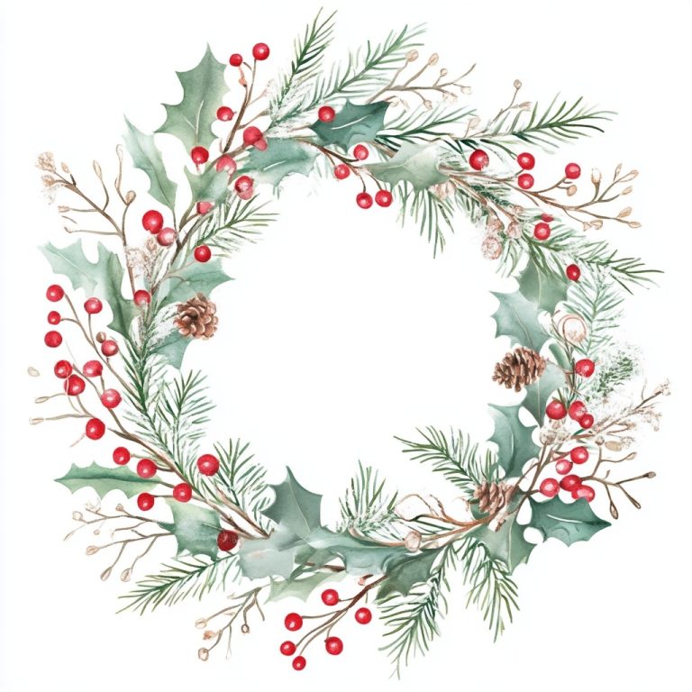 Watercolor Nordic Christmas Wreath