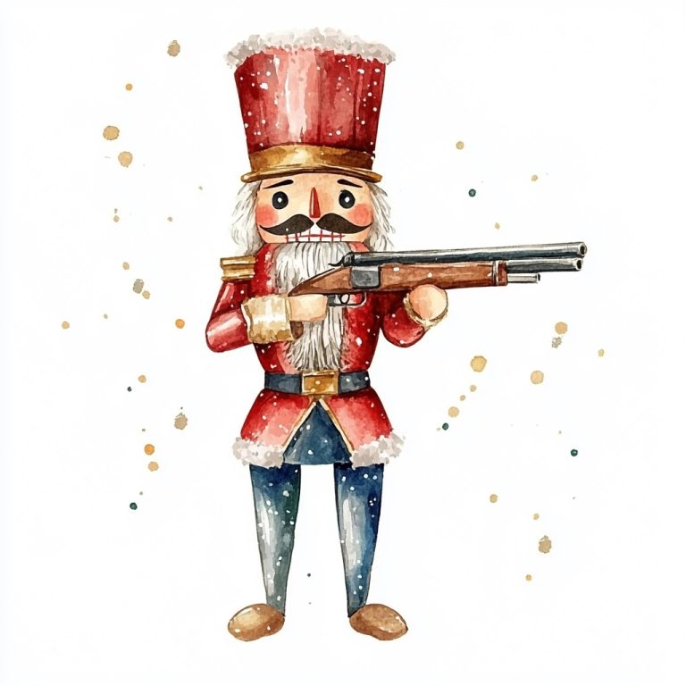 Watercolor Nutcracker with Shotgun