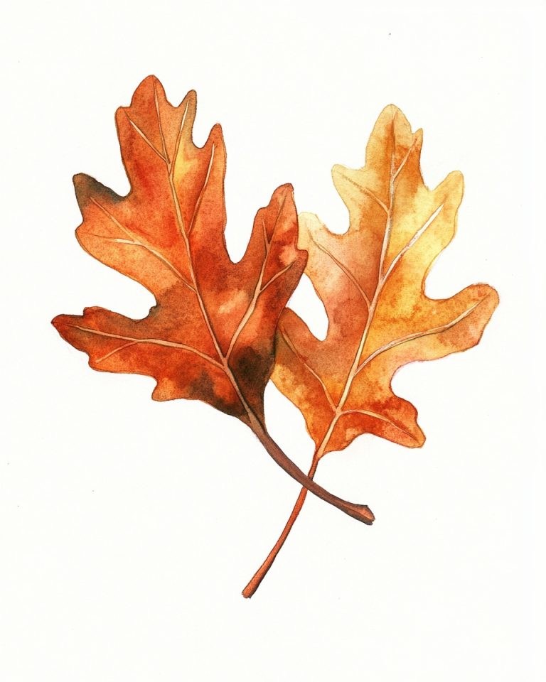 Watercolor Oak Leaves Arrangement