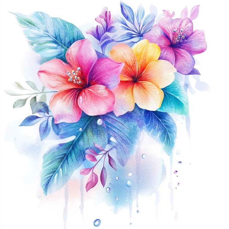 Watercolor Oceania Winter Flora