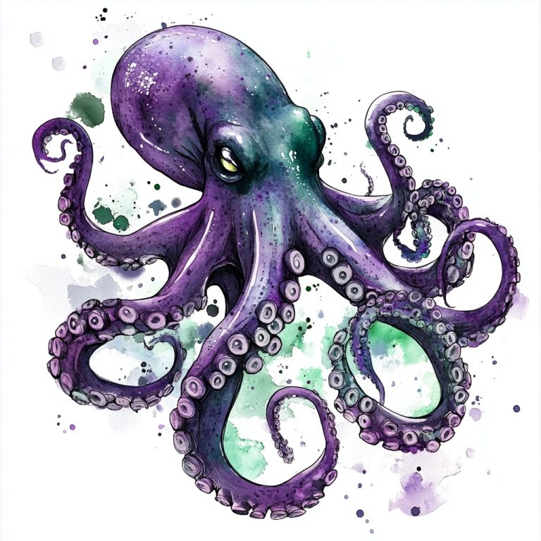 Watercolor Octopus Tattoo Design