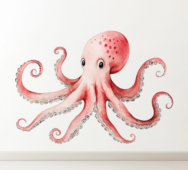 Watercolor Octopus Wall Art