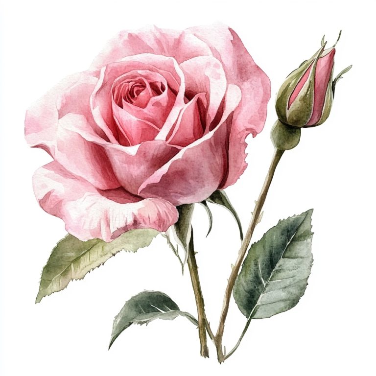 Watercolor Oldrose Rose