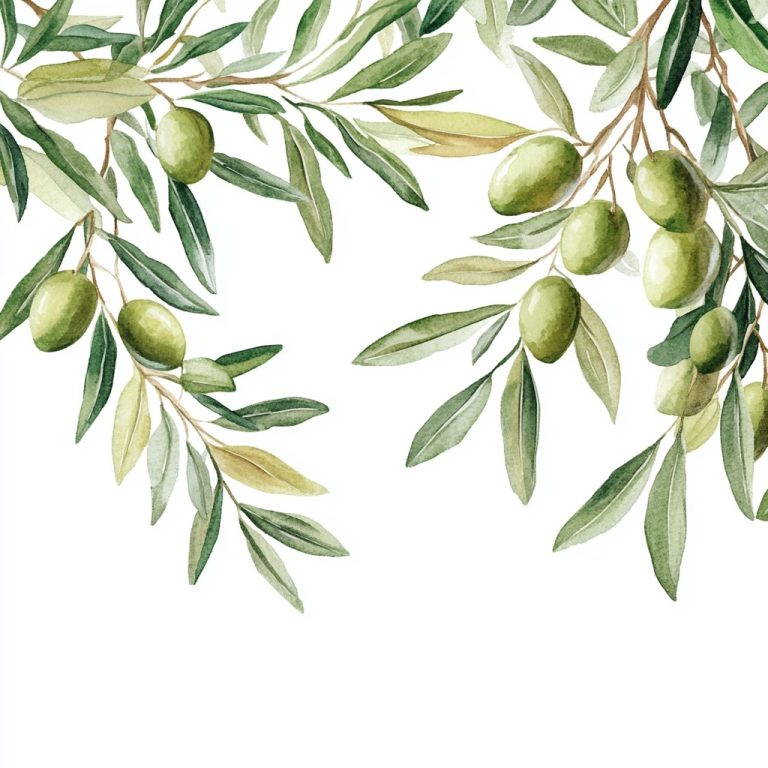 Watercolor Olive Branches Display