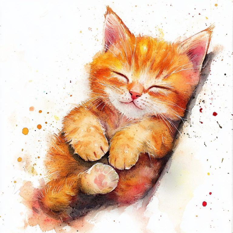 Watercolor Orange Cat