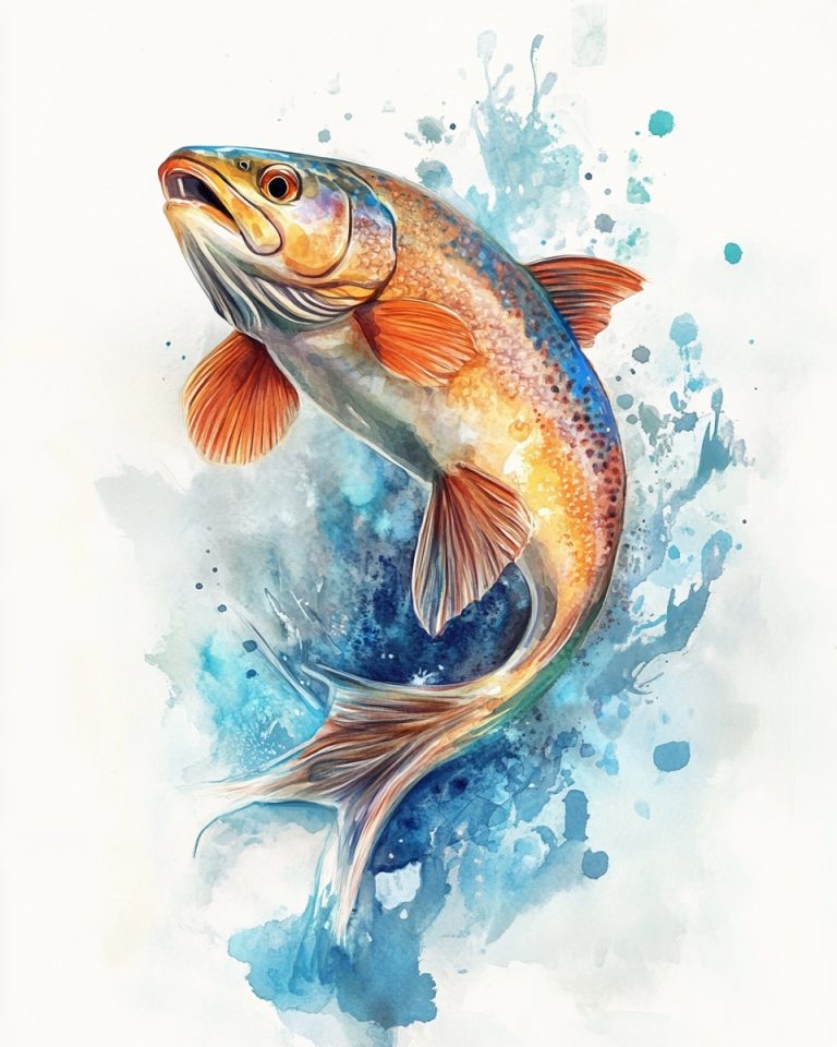 Watercolor Orange Trout