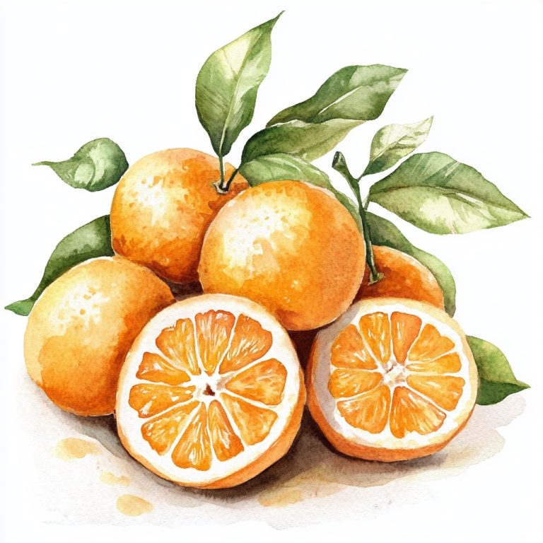 Watercolor Oranges Cluster