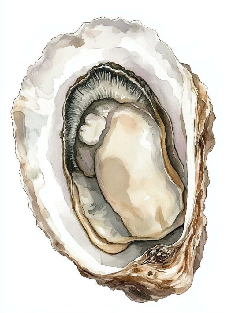 Watercolor Oyster in Matisse Style