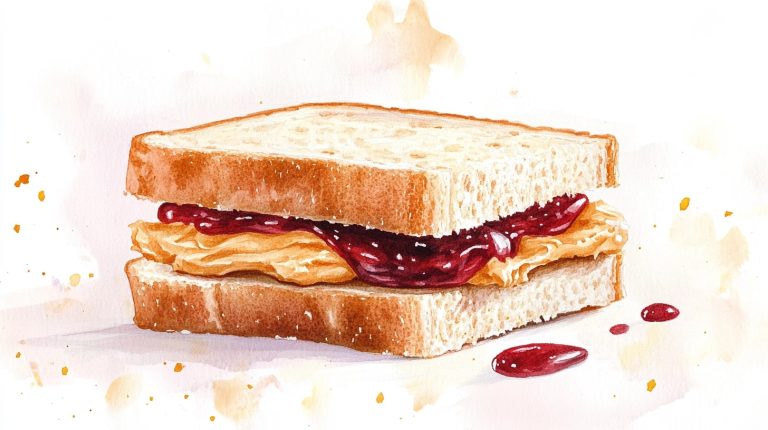 Watercolor PBJ Sandwich