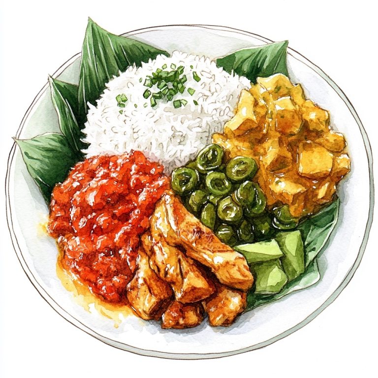 Watercolor Padang Rice Dish