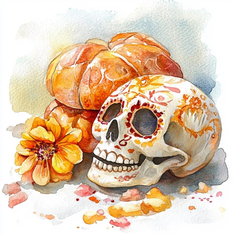 Watercolor Pan de Muerto