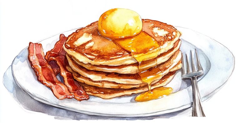 Watercolor Pancakes and Bacon