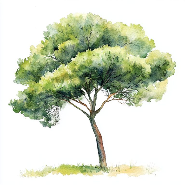 Watercolor Parasol Pine Tree