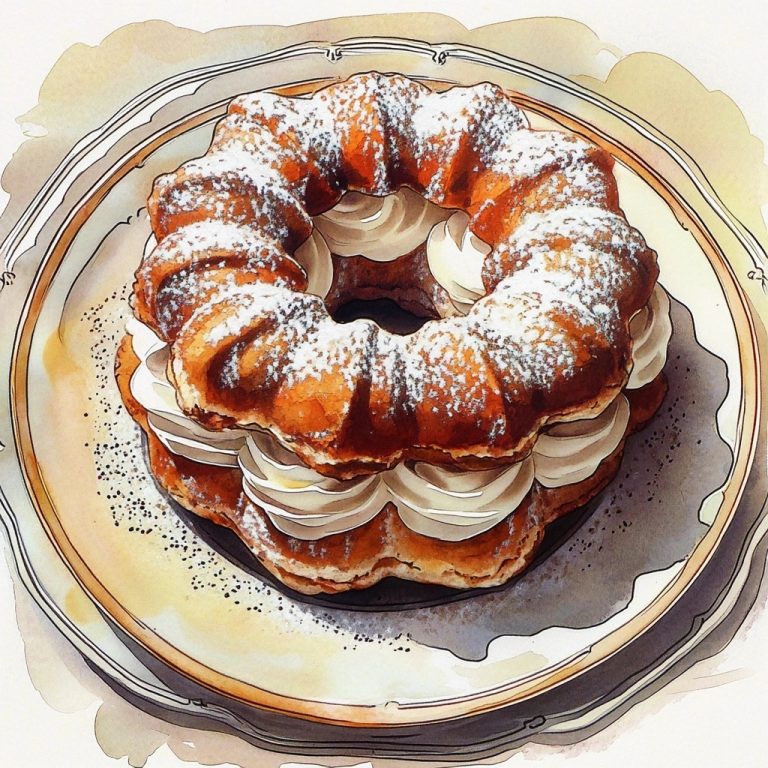 Watercolor Paris Brest Dessert