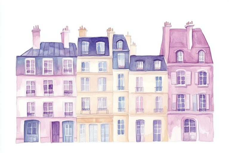 Watercolor Parisian Buildings