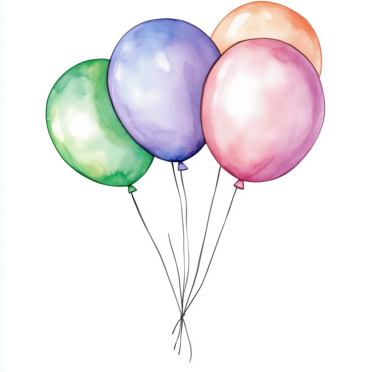 Watercolor Party Balloons Clip Art