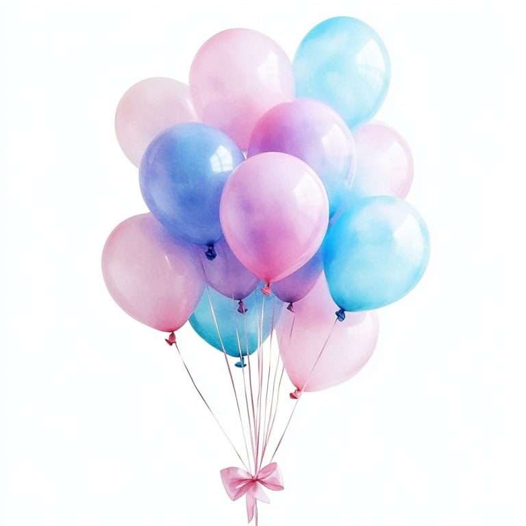 Watercolor Party Balloons Clipart