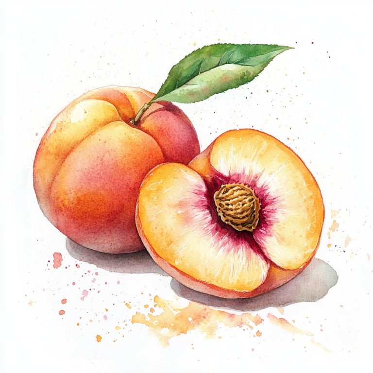 Watercolor Peach Halves