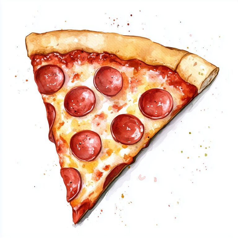 Watercolor Pepperoni Pizza Slice