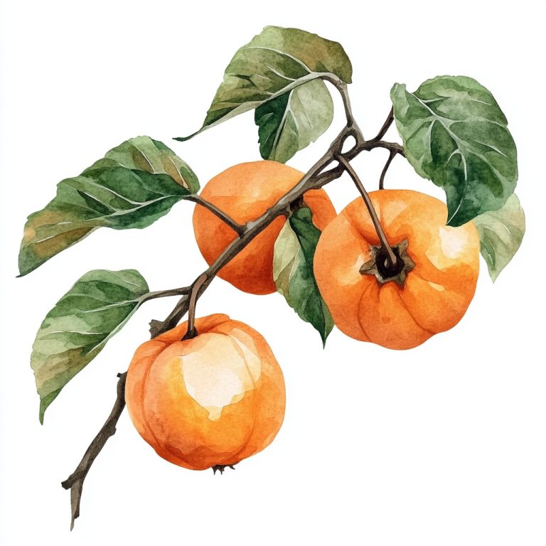 Watercolor Persimmon Branch