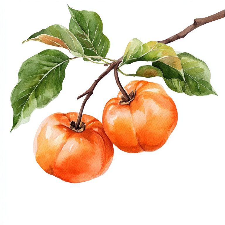 Watercolor Persimmon Bunch