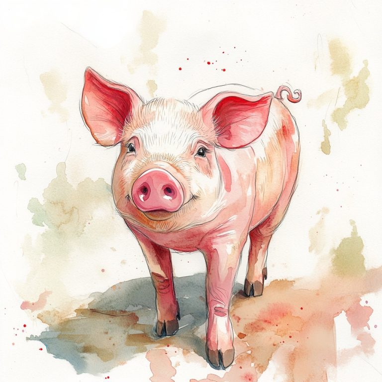 Watercolor Pig Illustration