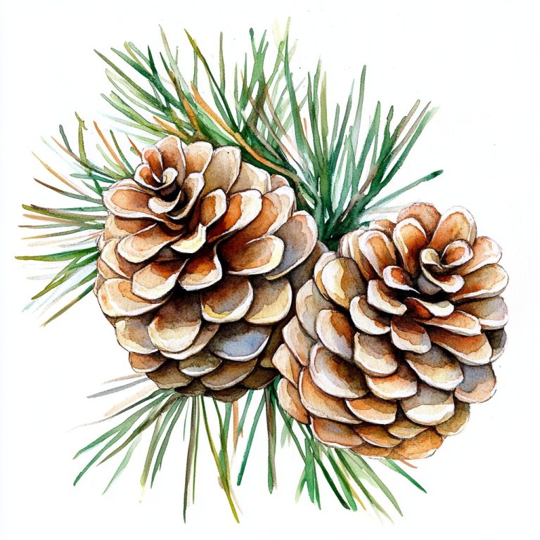 Watercolor Pine Cones Arrangement