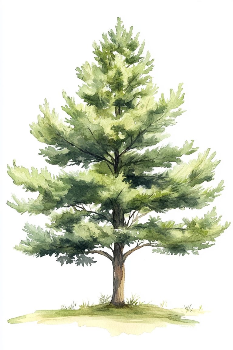 Watercolor Pine Tree Sketch