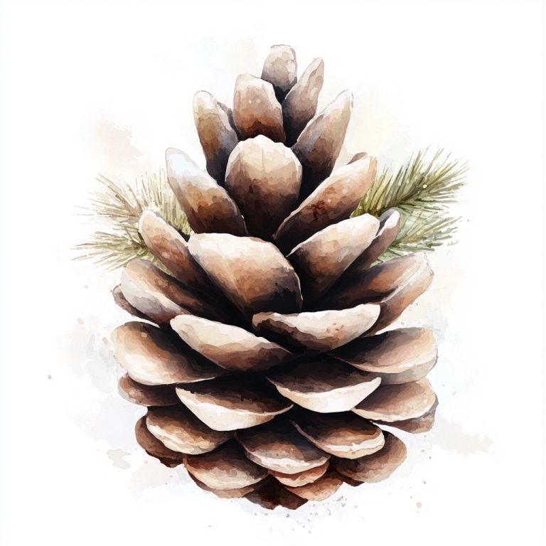 Watercolor Pinecone Illustration