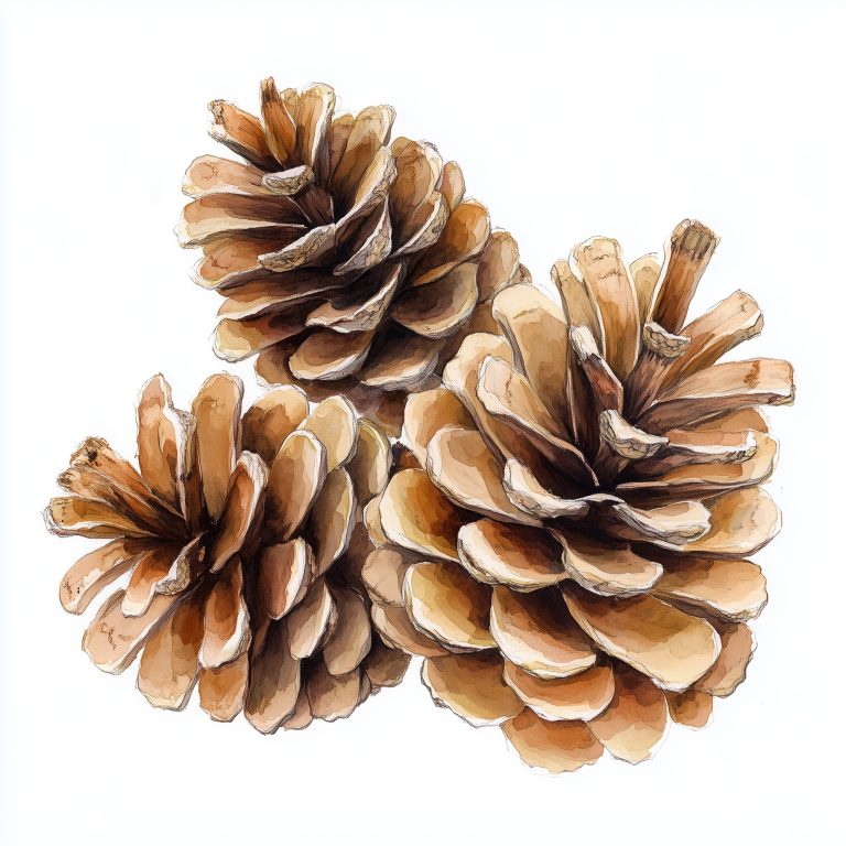 Watercolor Pinecones Illustration