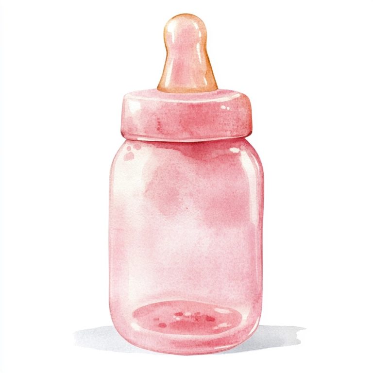 Watercolor Pink Baby Bottle