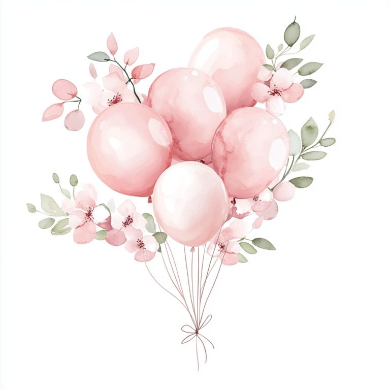 Watercolor Pink Balloon Cluster