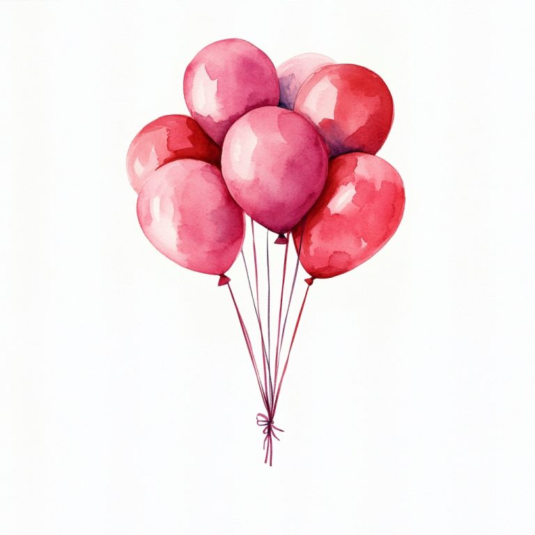 Watercolor Pink Balloons