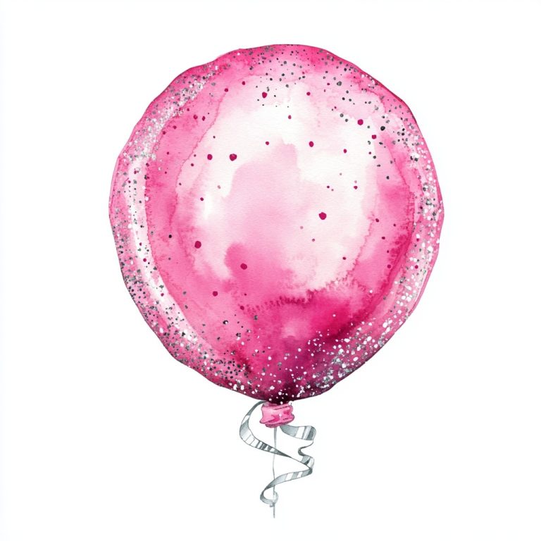 Watercolor Pink Birthday Balloon