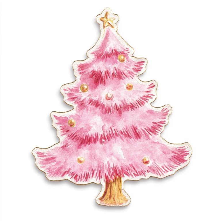 Watercolor Pink Christmas Pin