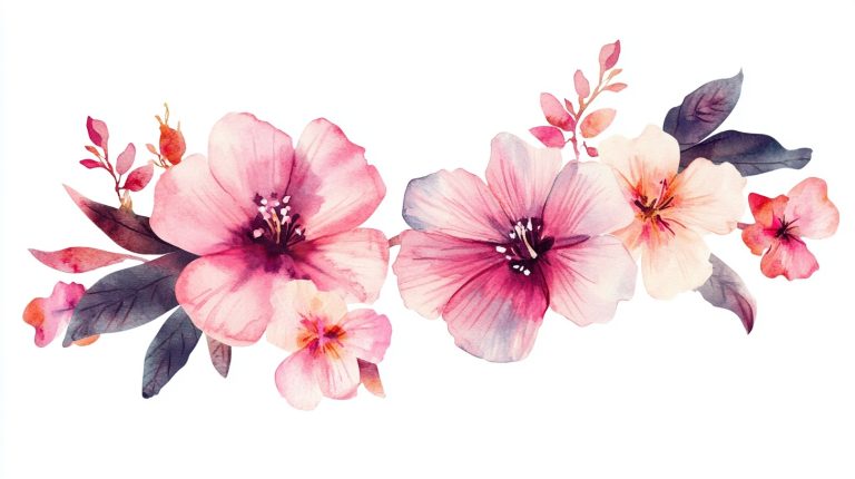 Watercolor Pink Flower Garland