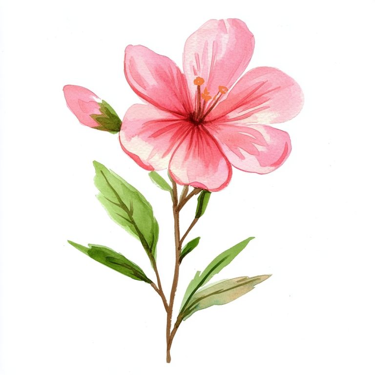 Watercolor Pink Flower Illustration