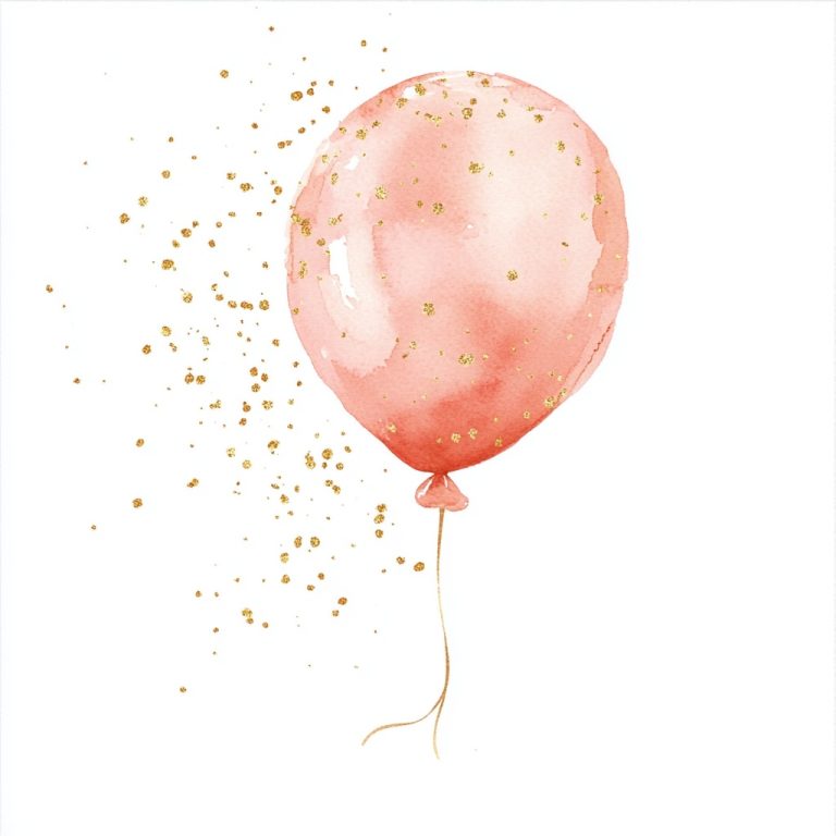 Watercolor Pink Glitter Balloon